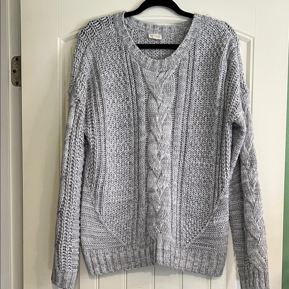 Cozy Gray Cable Knit Sweater